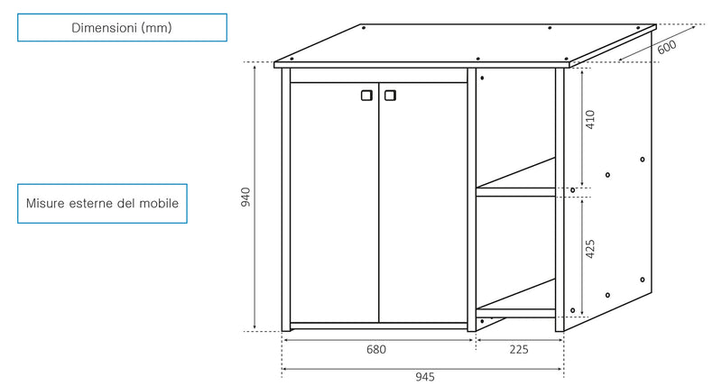 Coprilavatrice da Esterno in PVC 95x60x94 cm 2 Ante con Ripiani Laterali Laundry Bianco-5