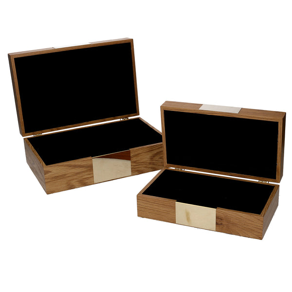 Lot de 2 Boîtes Rectangulaires en Bois Marron sconto