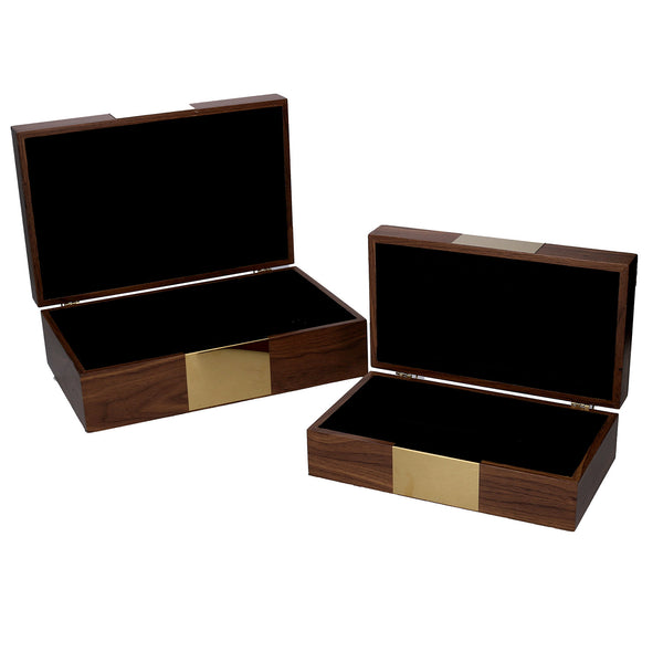 online Lot de 2 Boîtes Rectangulaires en Bois Marron