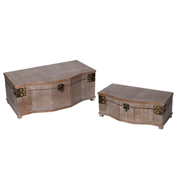 Lot de 2 Boîtes Rectangulaires en Bois Marron prezzo