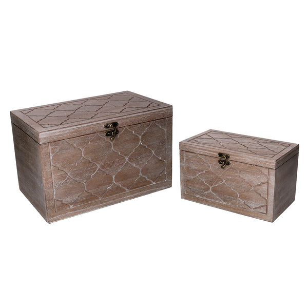 Lot de 2 Boîtes Rectangulaires en Bois Marron online