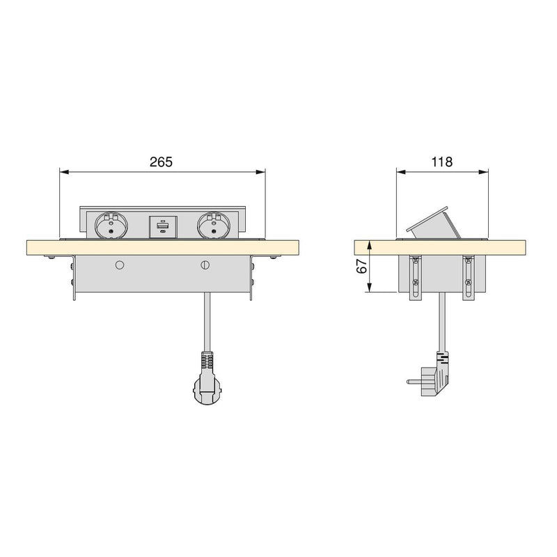 Multipresa Atom 26 Lite per Scrivania Verniciato Alluminio Zama e Acciaio e Tecnoplastica Emuca-2