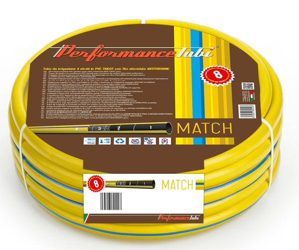 acquista Tubo da Giardino per Irrigazione 4 Strati in PVC Antitorsione Match Giallo Varie Misure