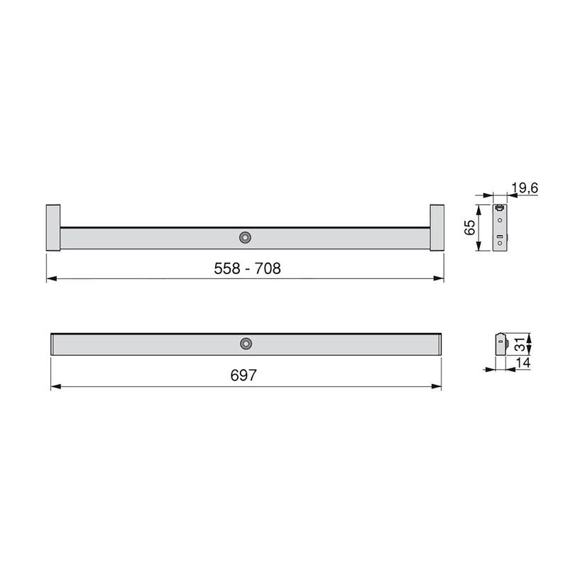 Barra Appendiabili per Armadio 55,8-70,8 cm 12V con LED Bianco Naturale e Sensore di Movimento Emuca-3