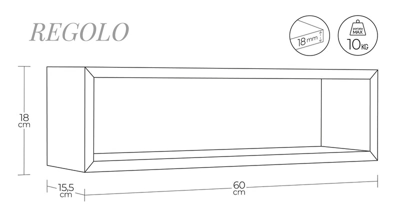 Mensola da Parete 60x18x15,5 cm in Fibra di Legno Regolo Ciliegio-3