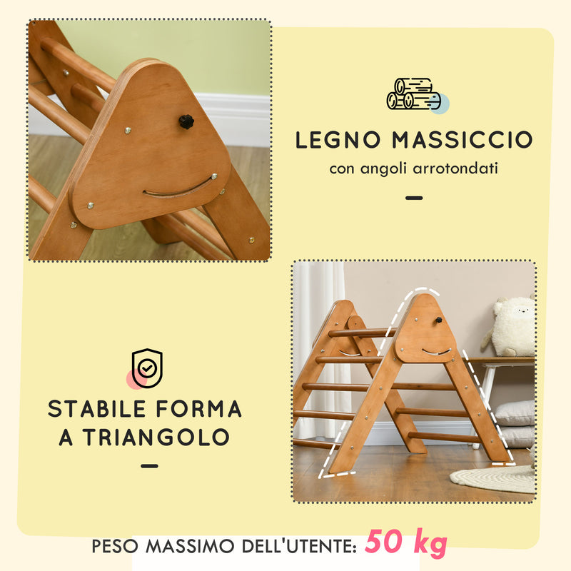 Triangolo da Arrampicata Pieghevole per Bambini 90x64x70 cm in Legno di Faggio Marrone chiaro-6