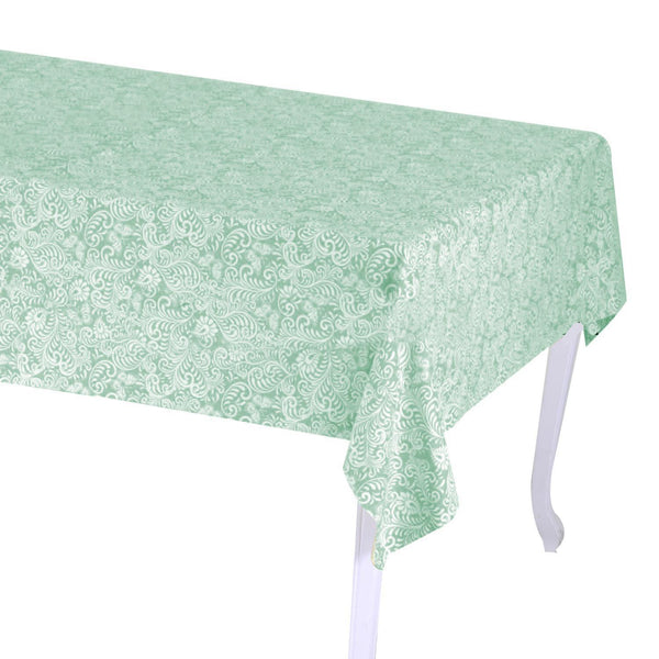 sconto Nappe rectangulaire 140x240 cm en coton 180 g/m² Flora Jacquard Vert Sauge