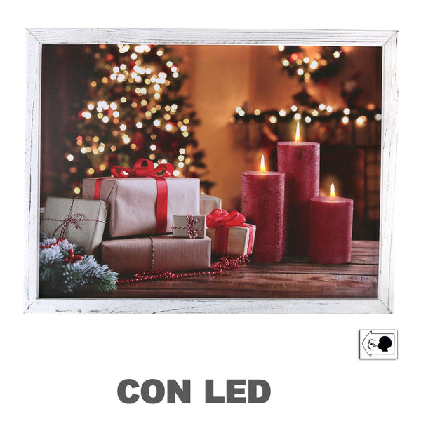 acquista Quadro legno con led rettangolare cm 42x32x3