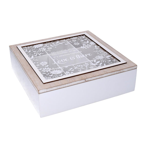 sconto Scatola Porta The e Tisane 9 Posti 26x26xh7,5 cm in Legno Beige