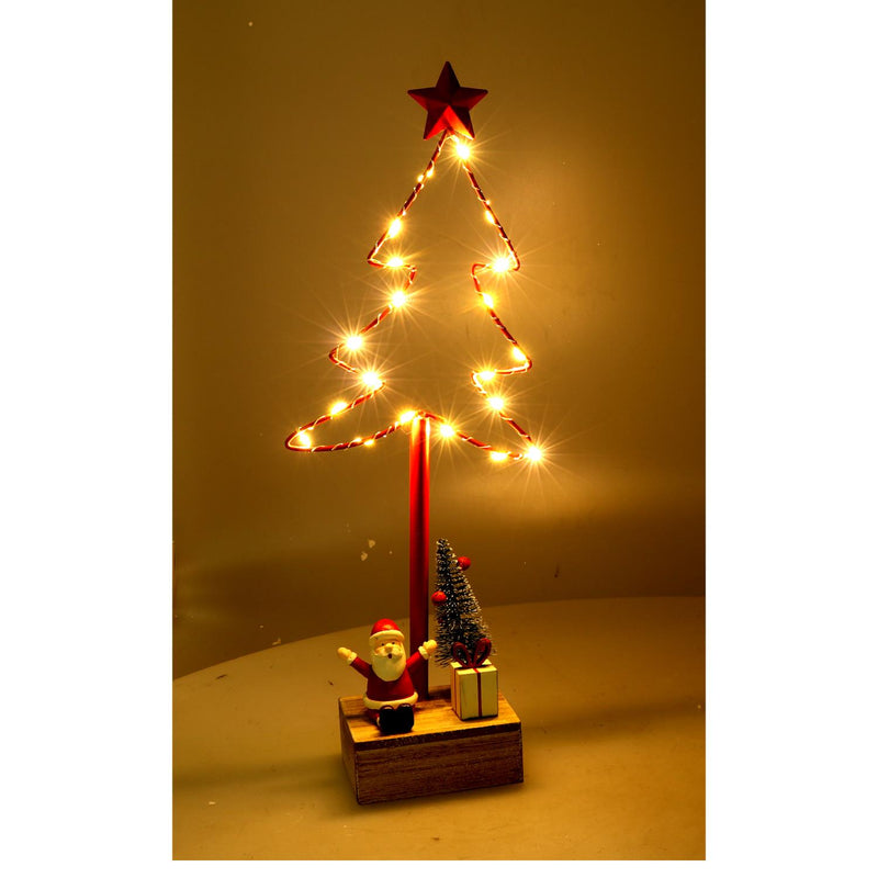 Albero metallo led con babbo natale rosso cm 7x15xh39-2