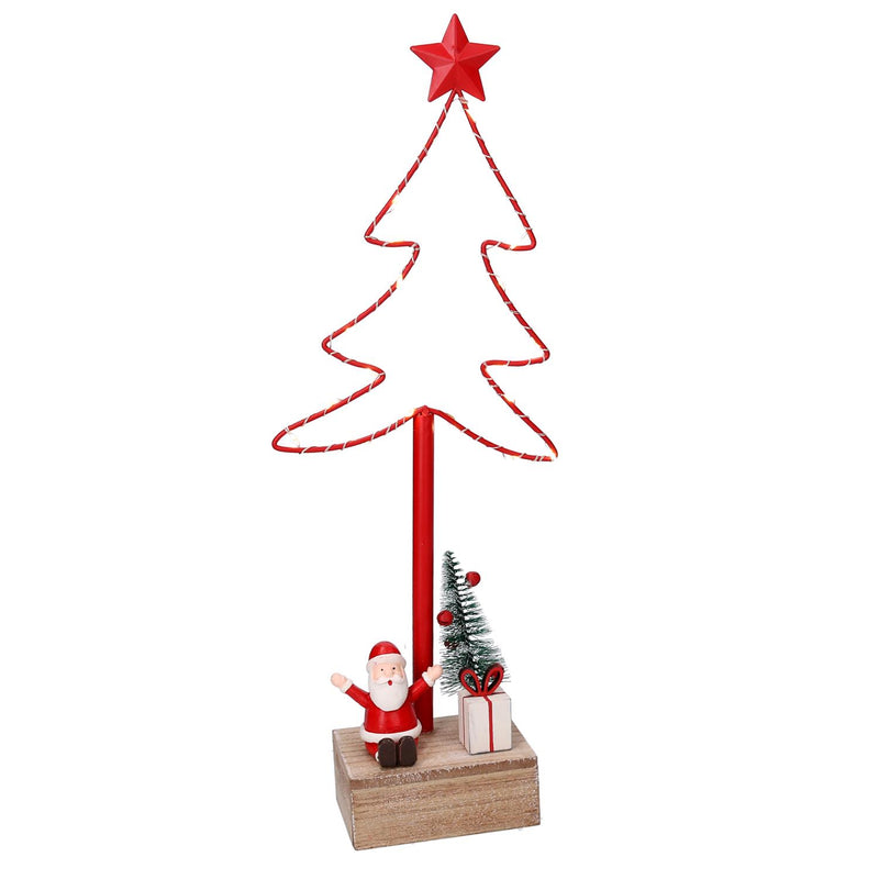 Albero metallo led con babbo natale rosso cm 7x15xh39-3