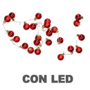 Luce filo sfera rosso 48 led bianco caldo alimentazione fissa cm Ø4x120-1