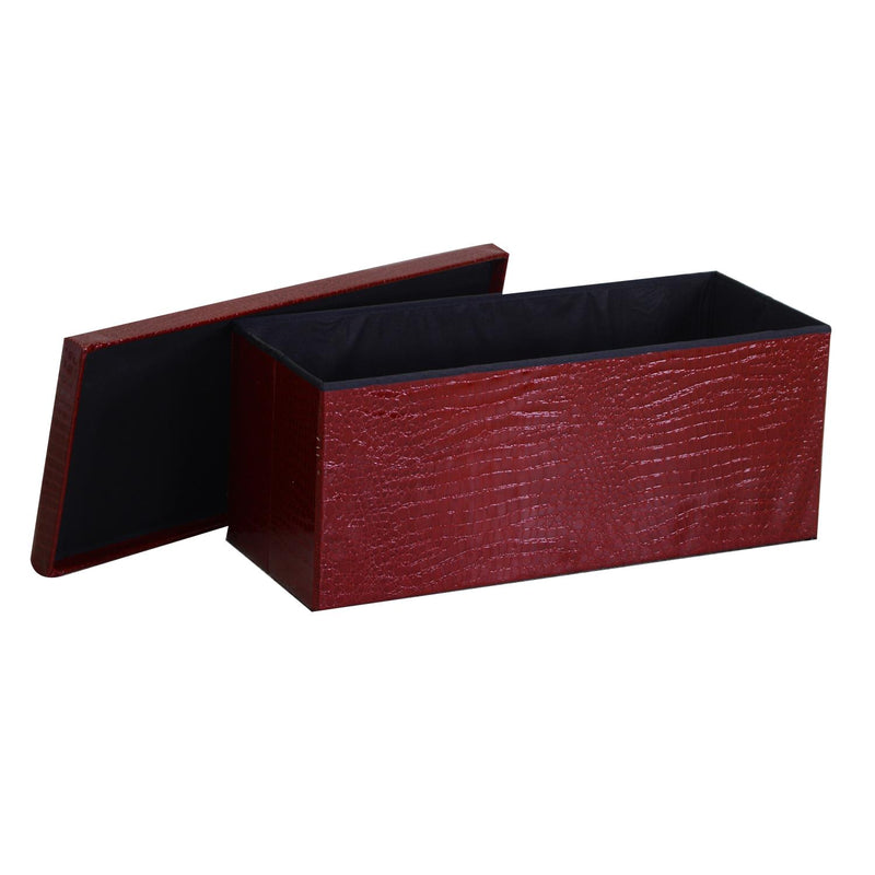 Baule Rettangolare 76x40xh41 cm in Similpelle Rosso-2