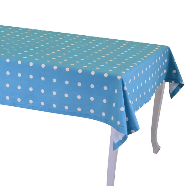 sconto Tovaglia Rettangolare 140x240 cm in Cotone 180 GSM Pop Pois Blu Petrolio