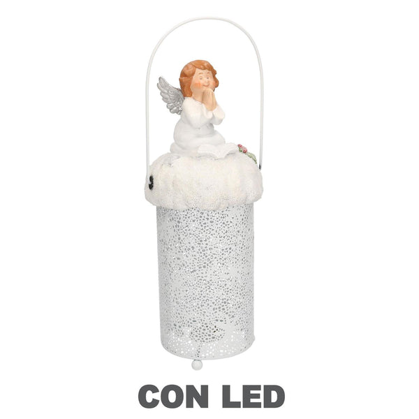 online Lanterna metallo resina bianco con led angelo cm Ø11xh28/33