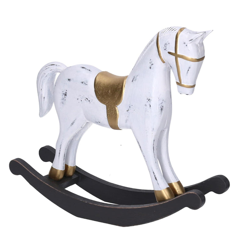 Cavallo a dondolo legno bianco cm 42x8xh31-2