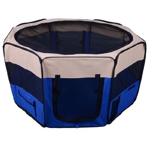 Box per Animali Domestici Pieghevole 125x125x58 cm Blu Scuro -1