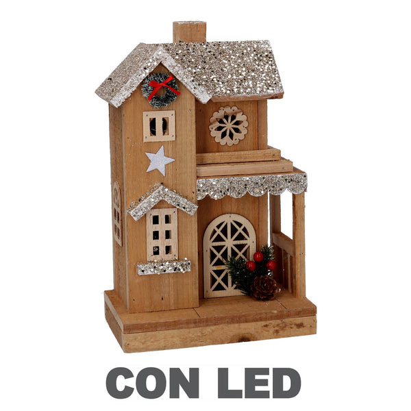 Casetta legno con led naturale cm 19x12xh30,7 sconto