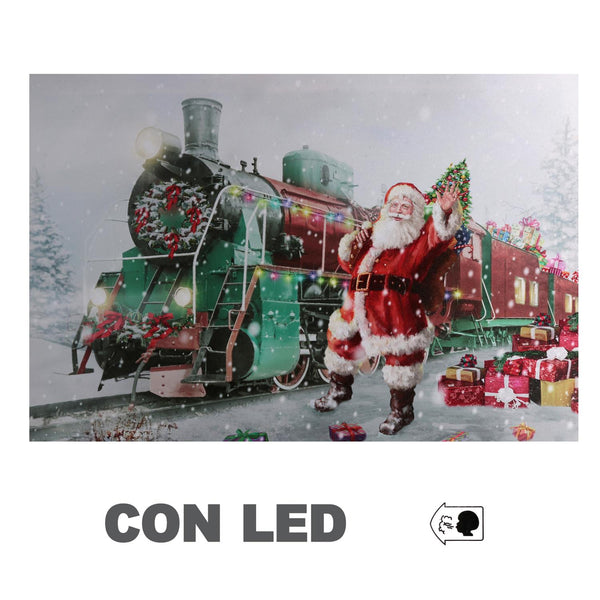 acquista Quadro legno led babbo natale rettangolare cm 60x40x1,8