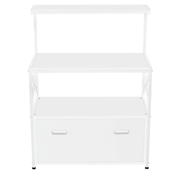 Mobile Multiuso per Stampante 3 Ripiani e 1 Cassetto 80x40x110 cm in MDF Bianco online