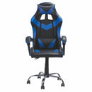 Sedia da Gaming 61x56x123 cm in Similpelle Nera e Blu-2