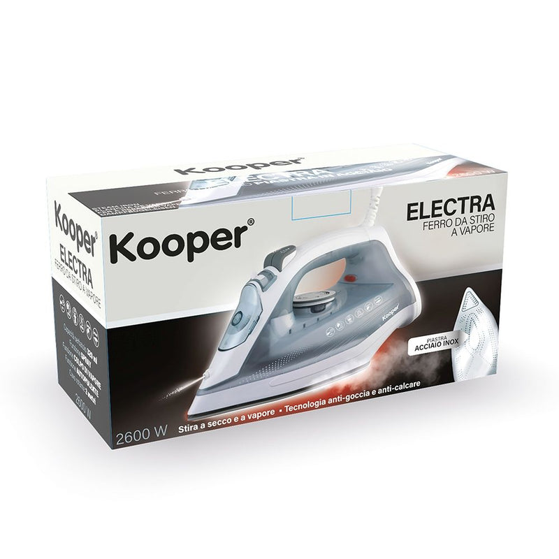 Ferro da Stiro 320ml 2600W Kooper Electra Bianco e Grigio-2