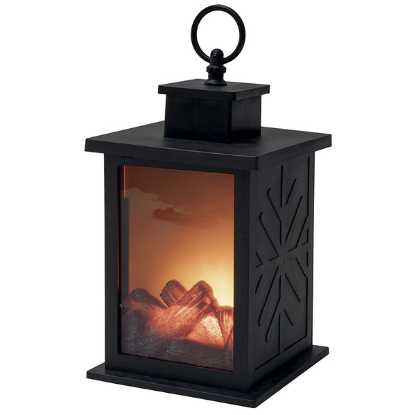 sconto Lanterne Déco 12x12x16,5 cm Effet Flamme Noire