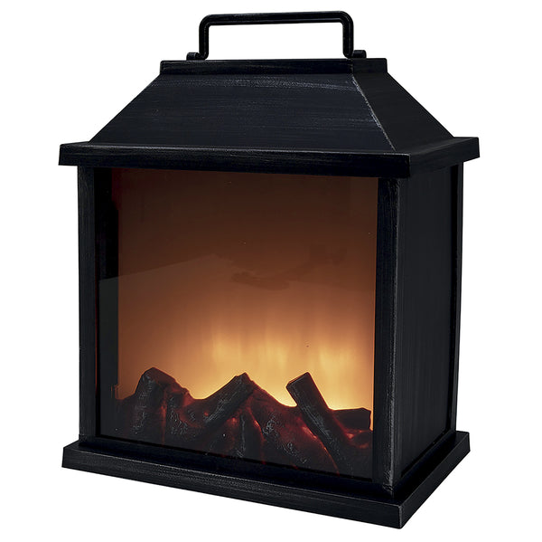 Lanterne Déco 30x17x35 cm Effet Flamme Noire prezzo