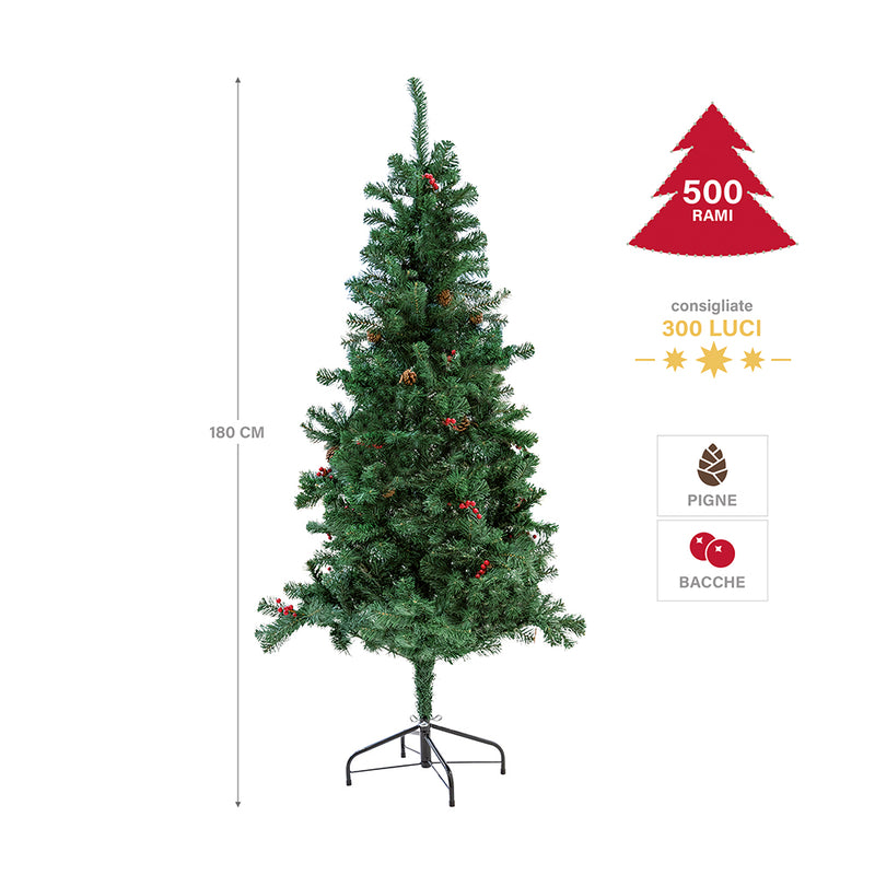 Albero di Natale Artificiale H180 cm 500 Rami Sestriere Verde-8