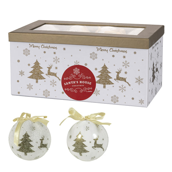 Set de 14 Boules de Noël Ø7,5 cm en Polyfoam avec Boîte Renne et Sapin Doré online