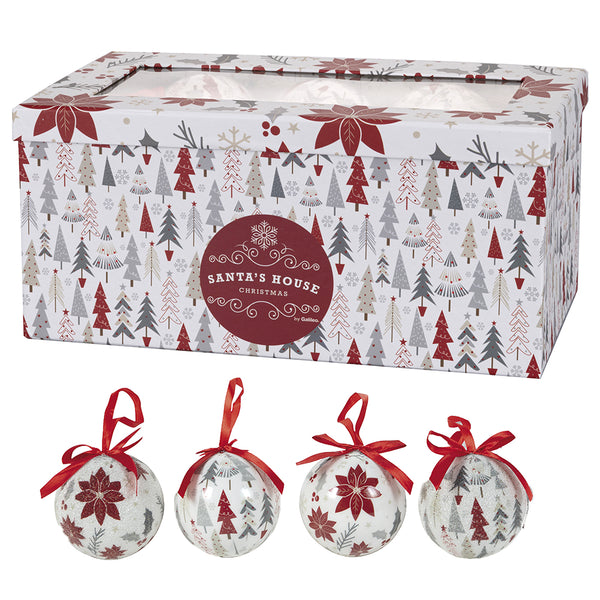 Set de 14 Boules de Noël Ø7,5 cm en Polyfoam avec Buis et Poinsettia acquista