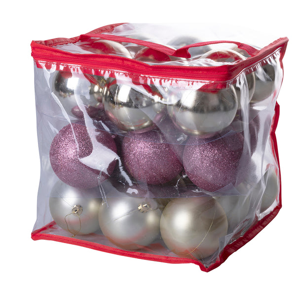 Set de 27 Boules de Noël Ø8 cm en Plastique Rose/Doré acquista