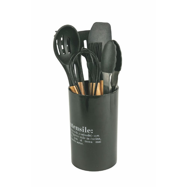 online Set d'Ustensiles de Cuisine 8 Pièces en Silicone et Bois VdE Tivoli 1996 Noir