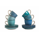 Set 6 Tazzine da Caffè con Piattino Ø6,8x5,6 cm in Gres VdE Tivoli 1996 Baita Acqua-1