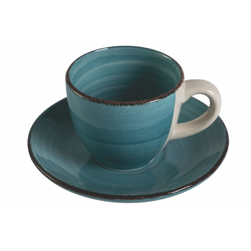 Set 6 Tazzine da Caffè con Piattino Ø6,8x5,6 cm in Gres VdE Tivoli 1996 Baita Acqua-3