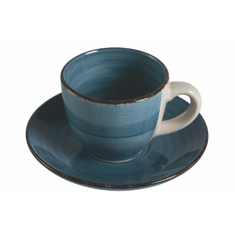 Set 6 Tazzine da Caffè con Piattino Ø6,8x5,6 cm in Gres VdE Tivoli 1996 Baita Acqua-4