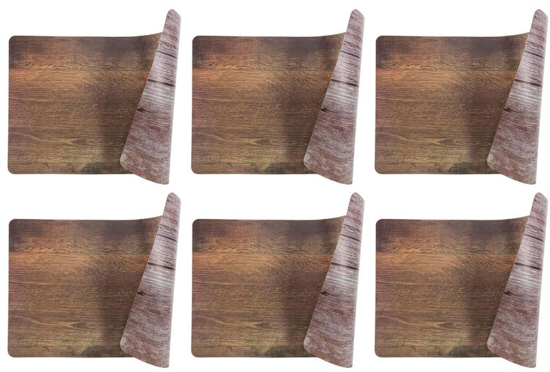 Set 6 Tovagliette Double Face 45x30x0,5 cm  in Plastica Villa d’Este Home Tivoli Wood Vintage-1