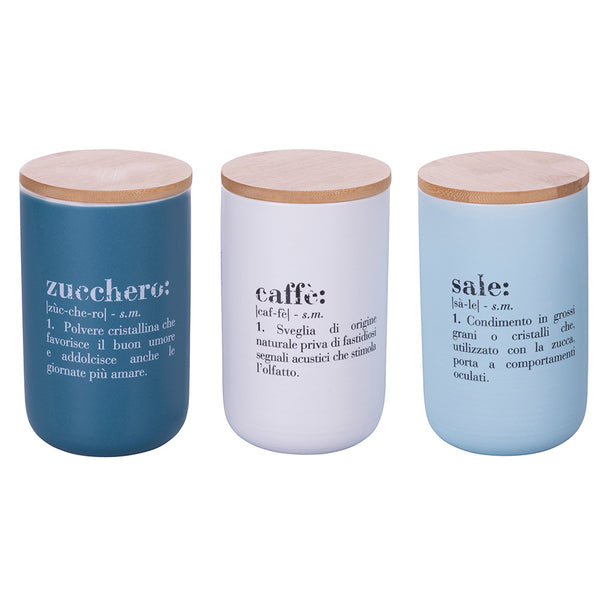 prezzo Lot de 3 Pots Double Face à Sel, Sucre et Café 750 ml en New Bone China VdE Tivoli 1996