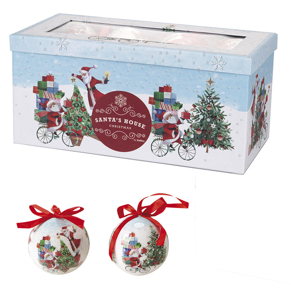 Set de 14 Boules de Noël Ø7,5 cm en Polyfoam avec Coffret Père Noël à Vélo acquista