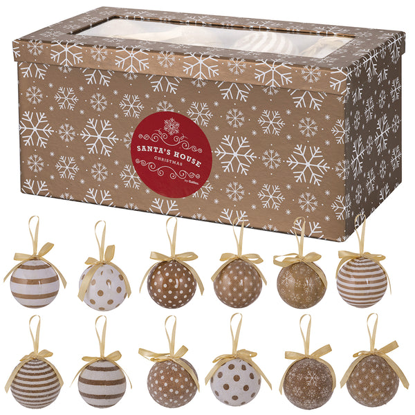 Set de 14 Boules de Noël Ø7,5 cm en Polyfoam avec Boite Blanche et Or online