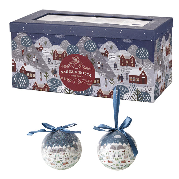 prezzo Set de 14 Boules de Noël Ø7,5 cm en Polyfoam avec Boîte Blanche et Bleue