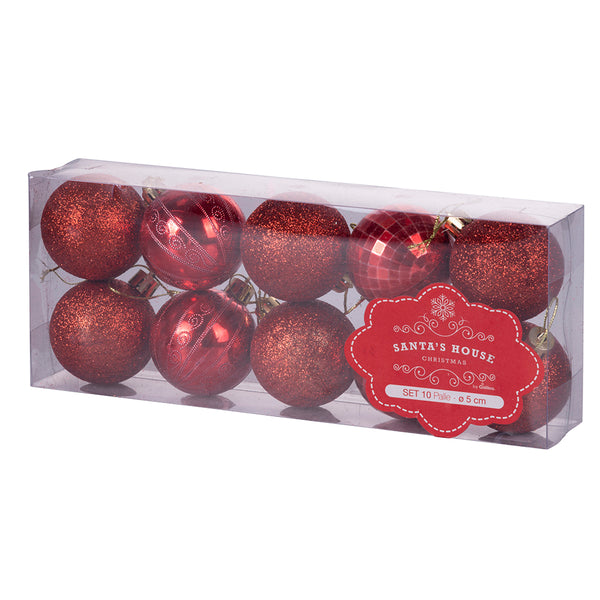 Lot de 10 Boules de Noël Ø5 cm en Plastique Rouge prezzo