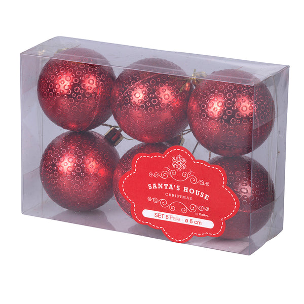 sconto Set de 6 Boules de Noël Ø6 cm en Plastique Rouge