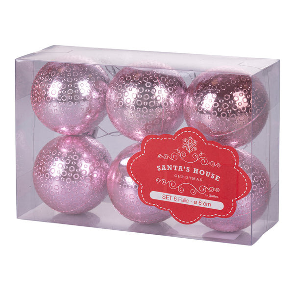 prezzo Set de 6 Boules de Noël Ø6 cm en Plastique Rose