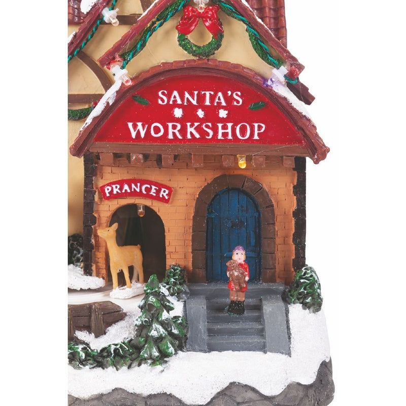 Casa di Babbo Natale Carillon 19x14x21,5 cm in Plastica con Luci-4