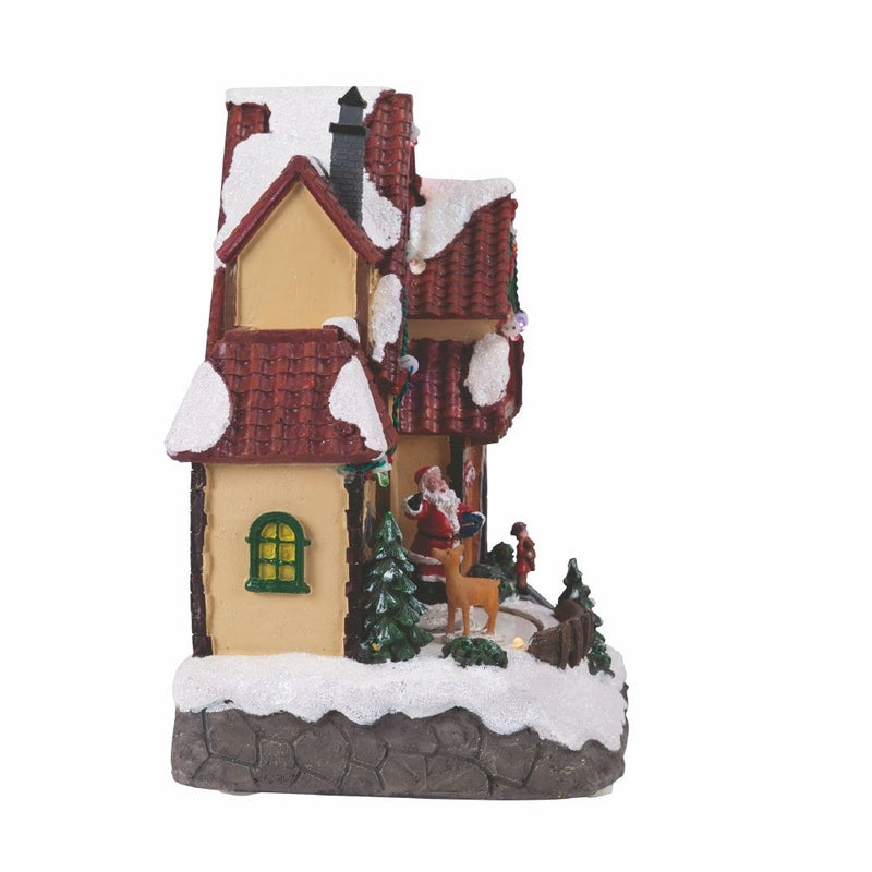 Casa di Babbo Natale Carillon 19x14x21,5 cm in Plastica con Luci-5