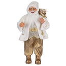 Pupazzo Babbo Natale H62 cm in Stoffa Oro e Bianco-1