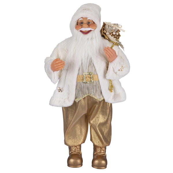 Marionnette Père Noël H62 cm en tissu Doré et Blanc sconto