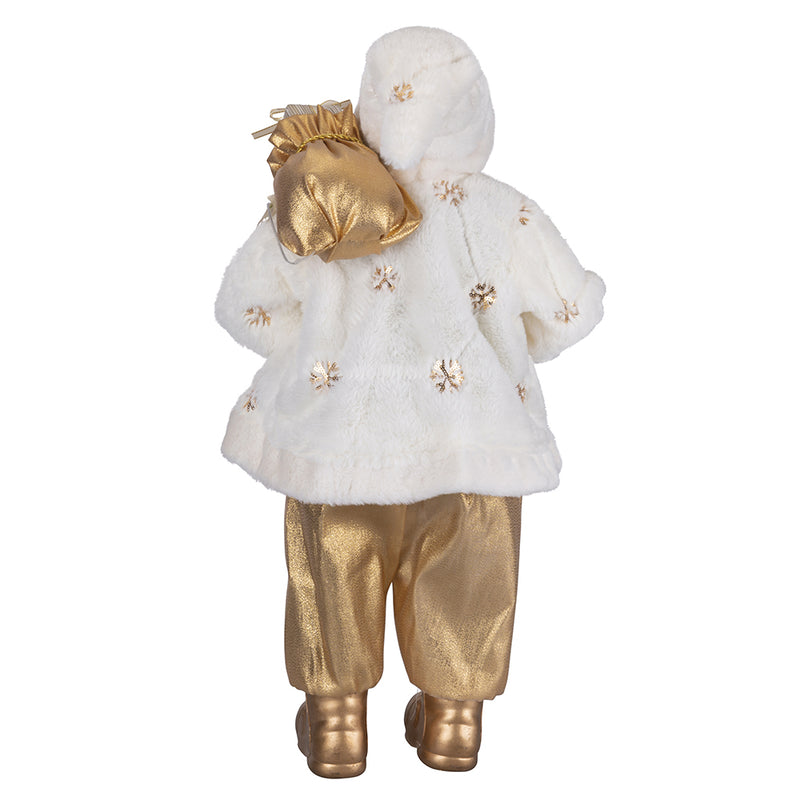 Pupazzo Babbo Natale H62 cm in Stoffa Oro e Bianco-5