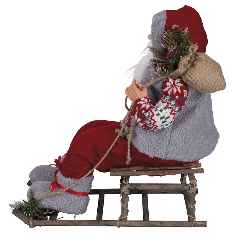 Pupazzo Babbo Natale H50 cm in Stoffa Rosso-3